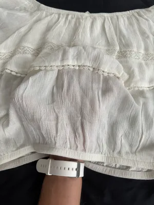 H&M + Coachella Cream Lace PomPom Off The Shoulder Top thumbnail 10
