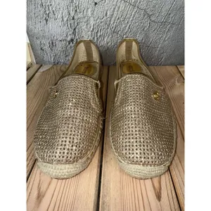 Michael Kors Kendrick Slip On Pixie Fine Perforated Espadrille Flat Gold Size 10 thumbnail 5