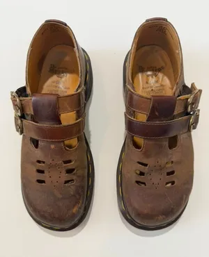 True Vintage Dr. Martens Brown Leather Double Buckle Mary Jane Shoes Made In Eng thumbnail 1