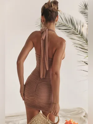 HOUSE OF CB LAETITIA Hazelnut Gathered Mini Dress, Size X-Small, $239 thumbnail 9