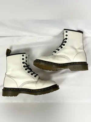 Dr. Martens 1460 8-Eye White Smooth Leather Lace Up Boot Combat Women’s Size 7 thumbnail 9