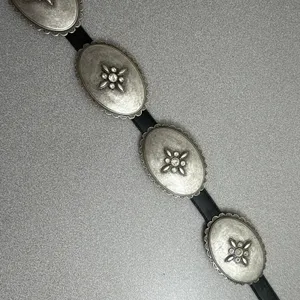 Unbranded Belt Womens Black Silver Pewter? Concho Rhinestone Western Leather 37" thumbnail 4