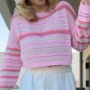 SheIn Pink Crochet Sweater thumbnail 1