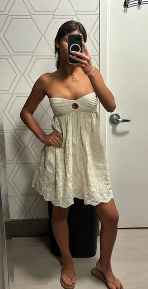 ZARA NWOT White Strapless Dress thumbnail 1