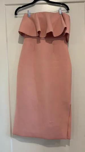C/Meo Collective Pink Strapless Ruffle Midi Dress in Dusty Pink Size XS thumbnail 1