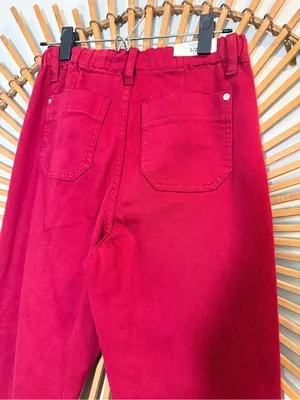 Judy Blue Garmet Dyed Deep Red Boyfriend/ Jogger Jeans Drawstring Waist NWT Fall thumbnail 8