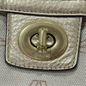 Coach Signature Penelope Purse Linen Leather Crossbody Shoulder Bag Cream Gold thumbnail 10