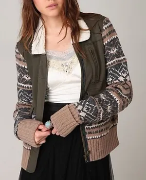 We The Free Fairisle Bomber Jacket: Size Large thumbnail 1