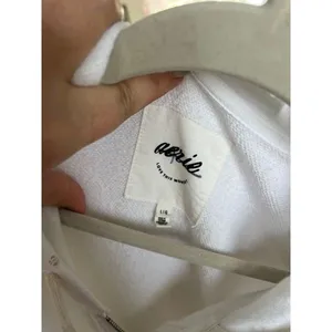 Aerie white zip up‎ oversized tunic sweatshirt Large thumbnail 3