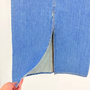 Vtg Y2k Old Navy Denim Maxi Skirt Sz 6 90s Grunge Front Slit Indie Sleaze Jean thumbnail 4