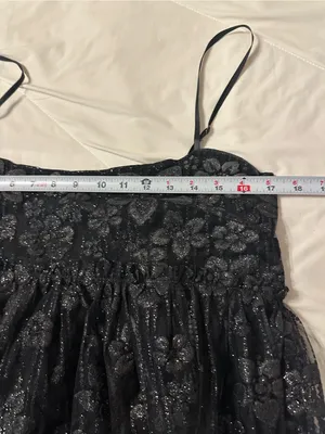 Free People All That Glitters Shimmery Black Lace Mini Dress — Size M thumbnail 12