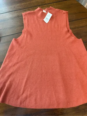 Loft Mock Neck Swing Sweater Tank M Color: Moroccan Spice NWT thumbnail 2