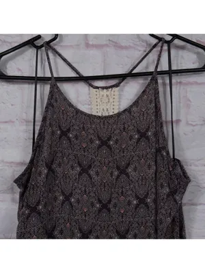 KaiLeigh Women’s XL Boho Paisley Crochet Back Tank Top Rayon thumbnail 2