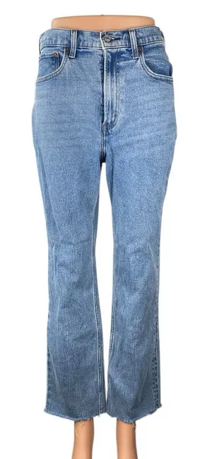 Abercrombie & Fitch The Ankle Straight Ultra High Rise Flare Denim Jeans Size 27 thumbnail 1