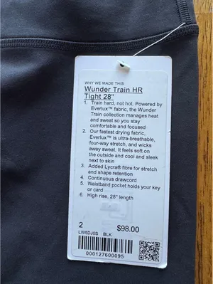 Lululemon Wunder Train High Rise 28” Black Size 2 NWT thumbnail 3