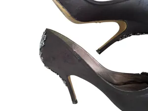 HOUSE OF DEREON Beyonce Black Satin Embroidered Beaded Heels Size 7.5 thumbnail 10