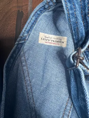 Levi’s Premium Denim Jean Dark Wash Straight Leg Overalls Womens Size XS thumbnail 3