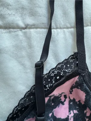 Jenni Intimates Pink & Black Lace trim Bralette, size S boho adjustable strap thumbnail 9