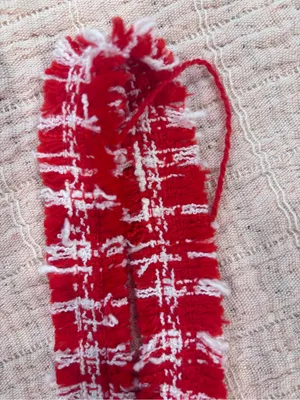Self Portrait Red & White Boucle Square-Neck Crop Top size 6 thumbnail 6