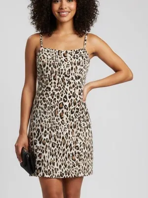 NWT Avec Les Filles Animal Print Mini Summer Dress size 12 thumbnail 1