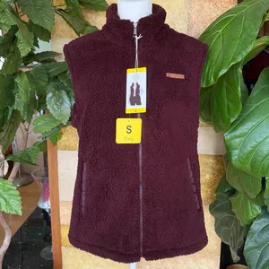 NEW Sage Women’s Maroon/Burgundy Fleece Outdoor Zip-Up Stand Collar Vest, Size S thumbnail 2