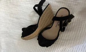 Montego Bay Club Black Strappy Wedges thumbnail 1