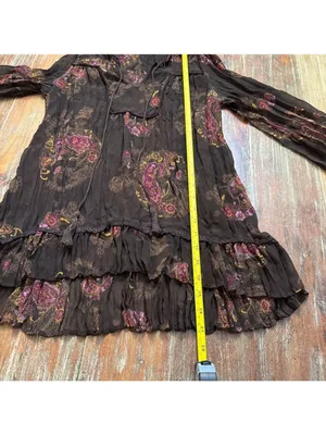 Maurices Brown Paisley Top Medium Flowy Boho Sheer Crinkle thumbnail 11