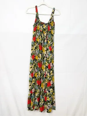 Natural Life Elizabeth Maxi Dress Black Red Poppy Floral Bohemian Hippie Boho thumbnail 5