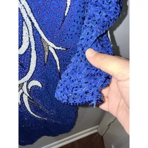 VTG Alisha Silk Beaded‎ MIDI Formal Gown Royal Blue Size L Y2K 90s thumbnail 8