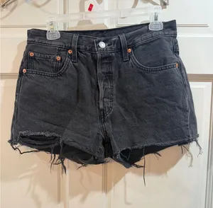 Levi's 501 Black Denim Cutoff Shorts Size 28 thumbnail 1