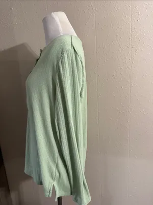 Women's Mint Green Long-Sleeve Henley Top thumbnail 5