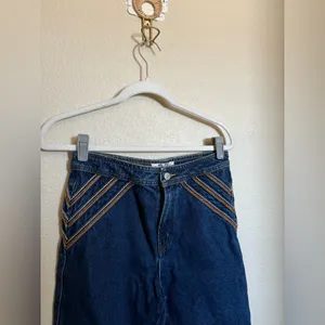 Free People Over The Rainbow Flare Jeans High Waisted Blue Women's Size 27‎ thumbnail 6