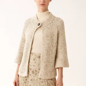 BCBGMaxAzria Vintage Cream Knit Cardigan Vintage Grandma Core Chunky Sweater L thumbnail 2