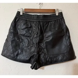 Buffy Costume Shorts Black Widow Selena Black Quilted Faux Leather Halloween S thumbnail 2