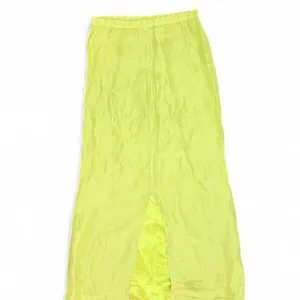 Kleën Silk Linen Maxi Skirt XS Chartreuse Lime Green Elastic Waist Made USA Boho thumbnail 5