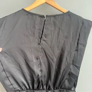 Deluc NWT Harlow Black Satin Mini Dress Size Medium Sleeveless Ruffle Dress thumbnail 7