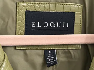 Eloquii Croc Faux Leather Jacket Olive thumbnail 7