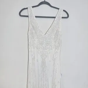 Lulus White Mermaid Beaded Wedding Dress NWT Size Small Sequined Wedding Gown thumbnail 5