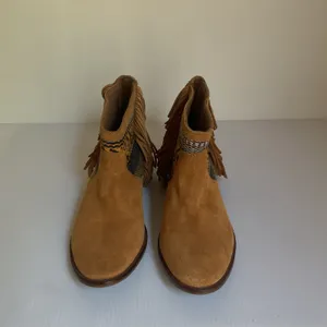 Zara Trafaluc Women’s Fringe Ankle Boots Size 36 Suede Western Boho Booties thumbnail 4