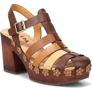 Korks Womens 9M Brown Multi Strappy Floral Studded Block Heel Sandals KR0010783 thumbnail 1