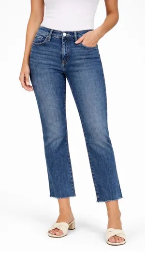 7 For All Mankind Cropped Alexa Blue Raw Hem Denim Jeans Size 28 thumbnail 1