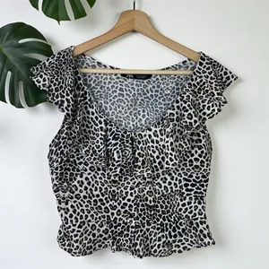 ZARA Leopard Print Peplum Ruffle Blouse thumbnail 5