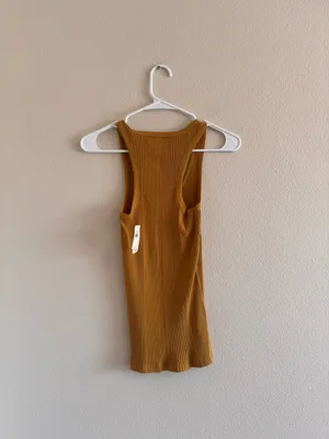 NWT aerie Ribbed Scoop Racerback Tank - Mustard Gold thumbnail 3