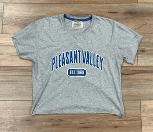 AMERASPORT Vintage 2000s Casual Gray Cropped Embroidered Graphic Tee | Sz Medium thumbnail 1