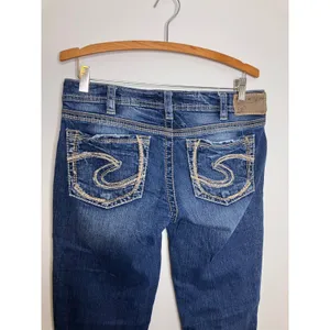 Silver Jeans Aiko Straight Leg Womens 29 Dark Wash Good Stretch Denim Distressed thumbnail 5