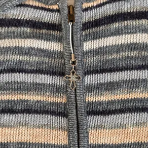 Heirloom Collectibles Fair Isle Cardigan Sweater Women's Lg. Blue Beige Zip Up‎ thumbnail 4