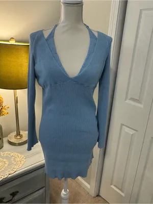 Urban Outfitters Light Blue Ribbed Knit Dress Size XL thumbnail 2