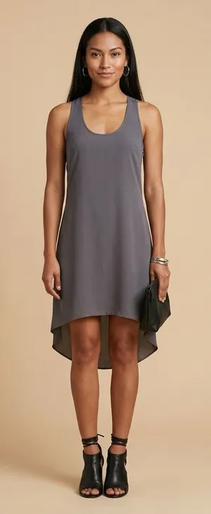FREEBIRD Gray Sleeveless Racerback High-Low Dress Sz S thumbnail 1
