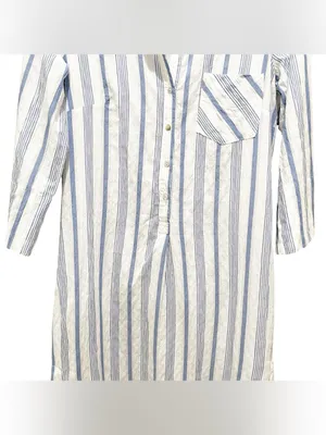Everyday Ritual Tracey Stripe Cotton Nightgown Blue White Women’s Size Medium thumbnail 3