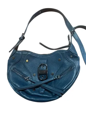 Jessica Simpson Teal Moto Hobo Shoulder Bag Y2K Buckle Zip Purse thumbnail 1